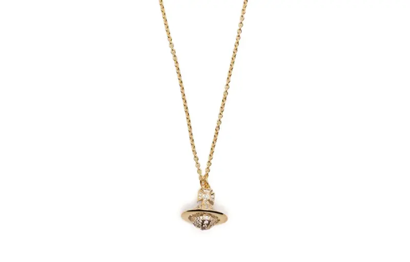 Vivienne Westwood Carmela Pendant Three-dimensional Saturn Crystal Ball Pendant Brass Necklace Women's Gold