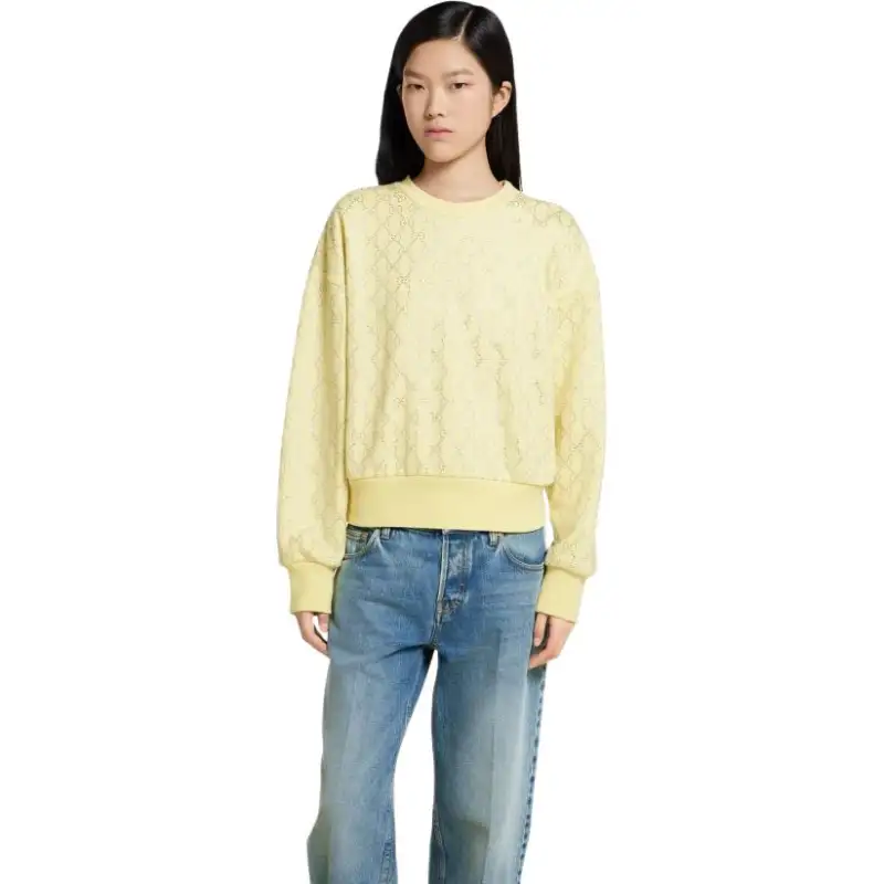 GUCCI Sweatshirts Women's Light Yellow Crew Neck Thin Regular