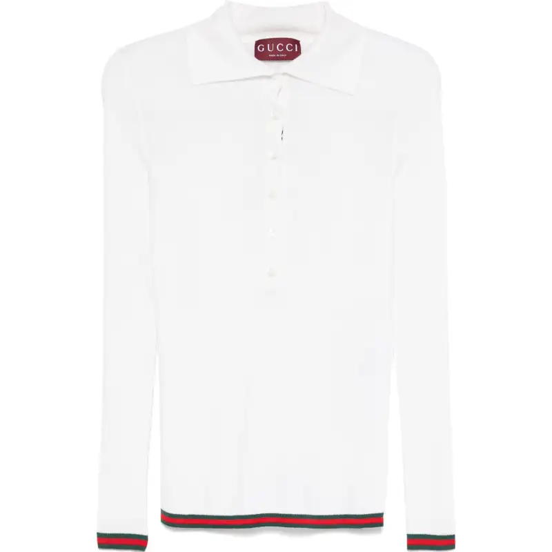 Gucci Ribbed Knit Long-Sleeve Polo Shirt