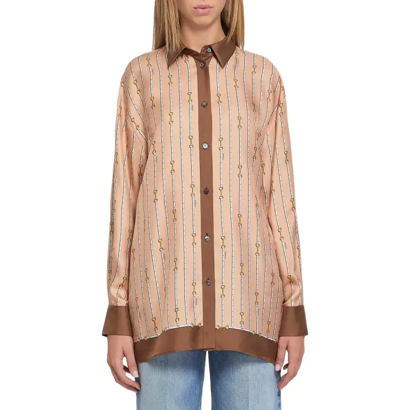 Gucci horsebit stripe silk shirt