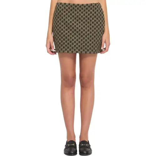 GUCCI Bouclé Monogrammed Mini Skirt
