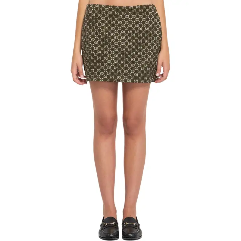 GUCCI Bouclé Monogrammed Mini Skirt