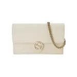 GUCCI Interlocking GG Chain Crossbody Bag White