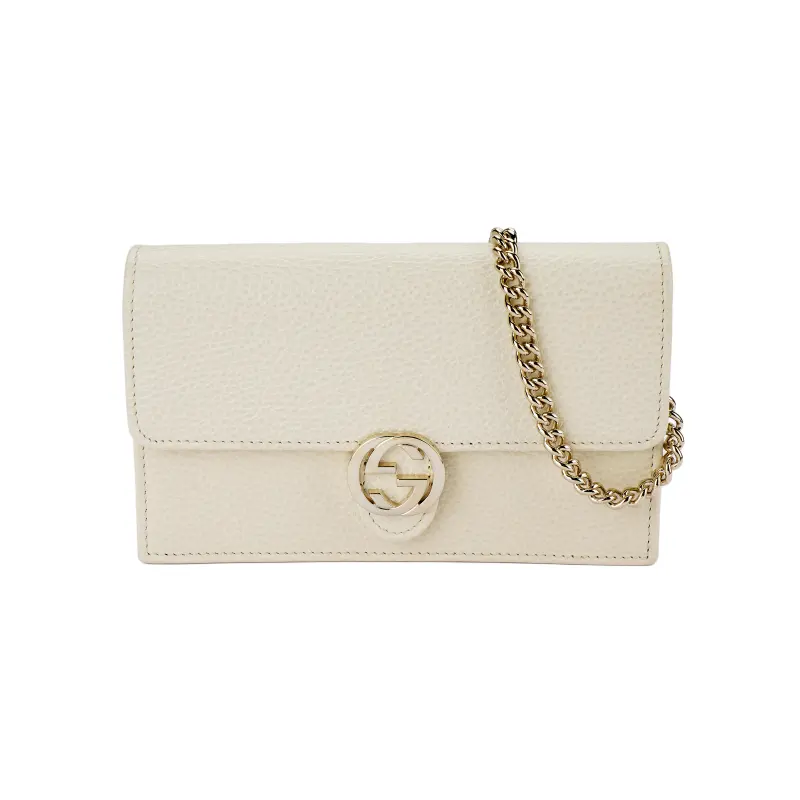 GUCCI Interlocking GG Chain Crossbody Bag White