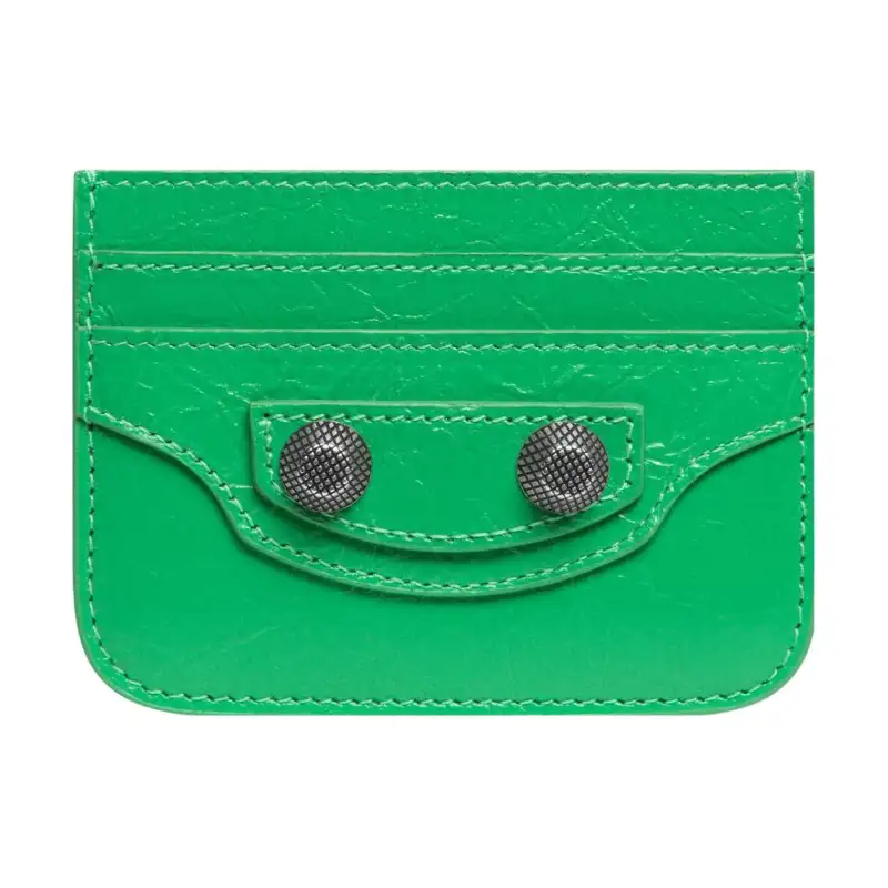 Balenciaga Le Cagole Lambskin Card Holder, Wallet Women's Green