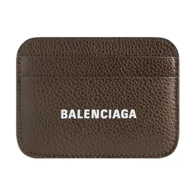 Balenciaga Grain Calfskin Card Holder Women's Brown/White