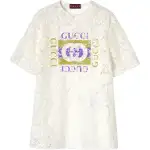 GUCCI T Shirts Women's Gray White Crew Neck Moderate
