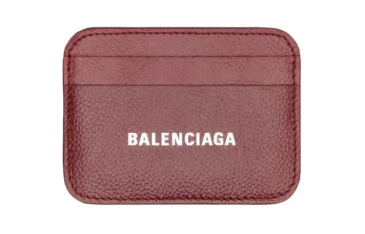 Balenciaga Cow Leather Card Holder Regular Unisex Red