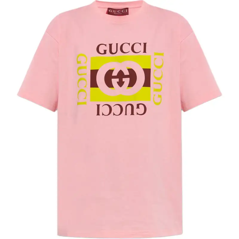 GUCCI Logo Printed Crewneck Jersey T Shirt