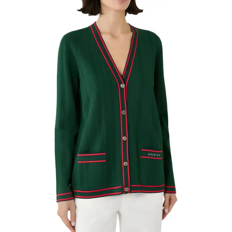 GUCCI Cardigan With Striped Trim