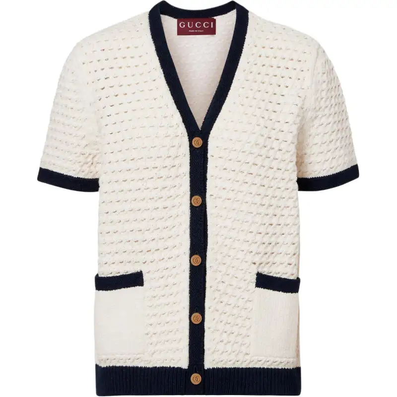 GUCCI Fine Cotton Crochet Cardigan