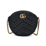 GUCCI GG Marmont Leather Round Bag, Shoulder Bag, Crossbody Bag Mini Women's Black