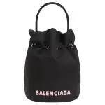 Balenciaga WHEEL Nylon Bucket Bag, Handbag, Shoulder Bag, Crossbody Bag Small Women's Black