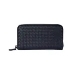 Bottega Veneta Lambskin Long Zip Closure Wallet Men's Blue