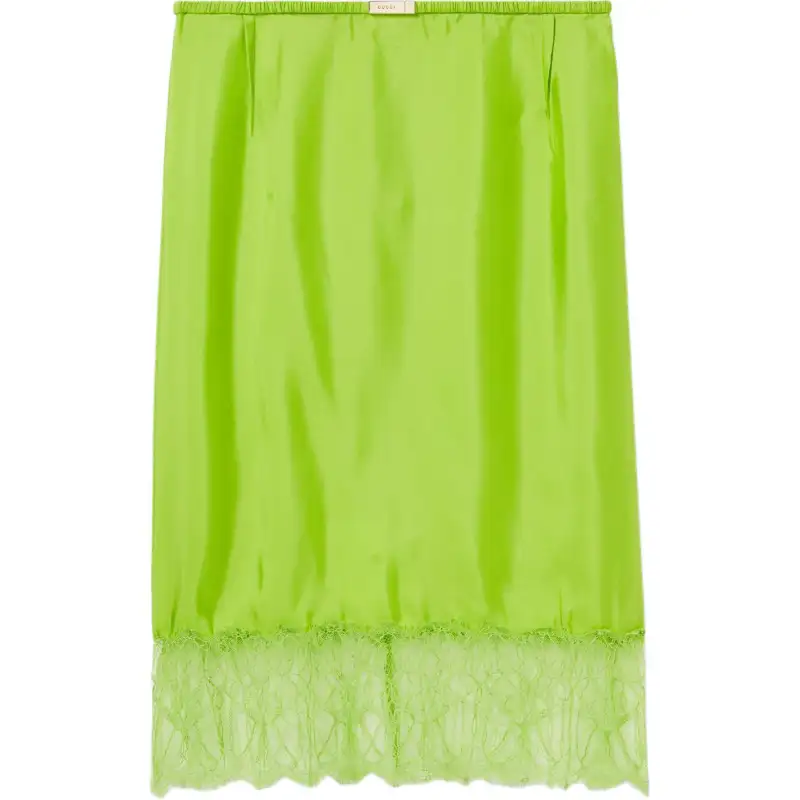 Gucci Floral Lace Twill Skirt