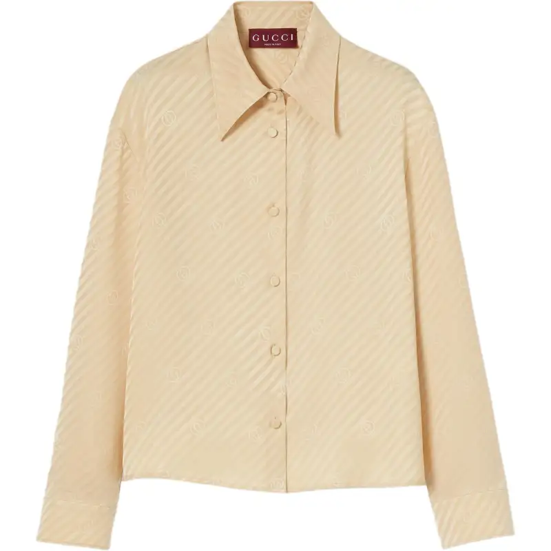 GUCCI Shirts Women's Light Beige Pointed Collar Moderate