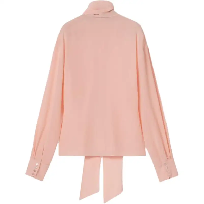 GUCCI Shirts Women's Pink Scarf Collar Moderate