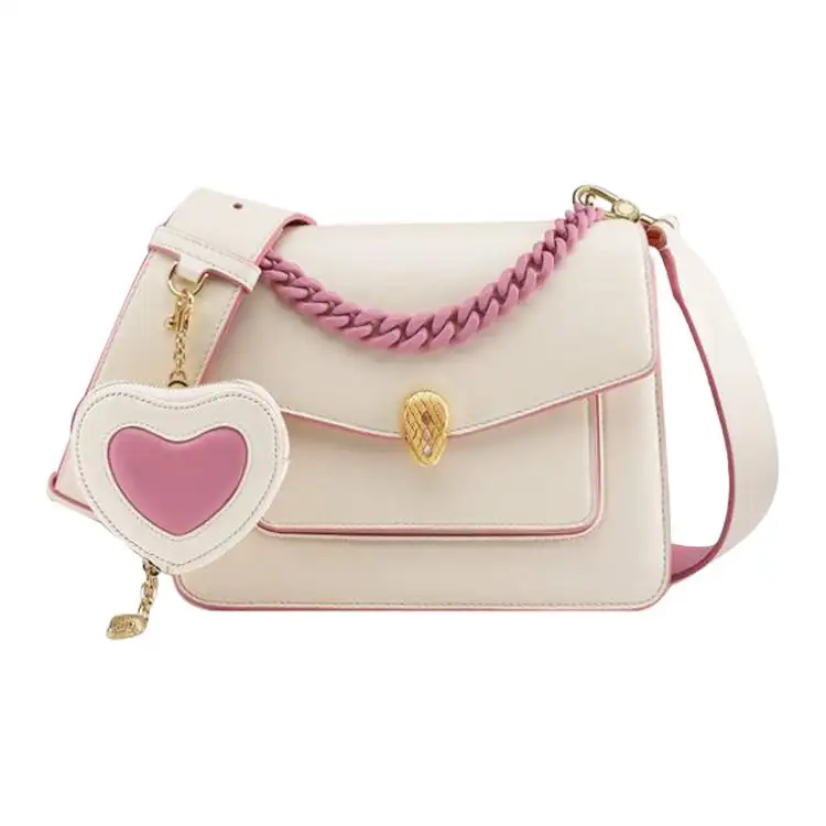 BVLGARI Serpenti Forever Lambskin Chain Bag, Shoulder Bag, Crossbody Bag, Handbag Small Women's Ivory White