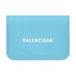 Balenciaga Cash Grain Cow Leather Wallet Mini Women's Blue