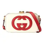 GUCCI Leather Box Bag, Crossbody Bag, Shoulder Bag Mini Unisex White & Red