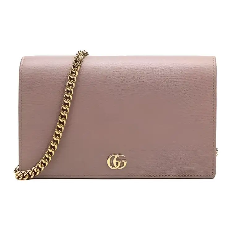 GUCCI GG Marmont Leather Shoulder Bag, Crossbody Bag Regular Women's Nude Pink