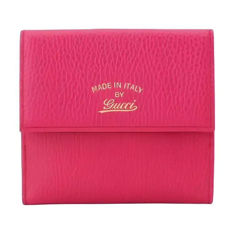 GUCCI Leather Wallet Women's Rose Red