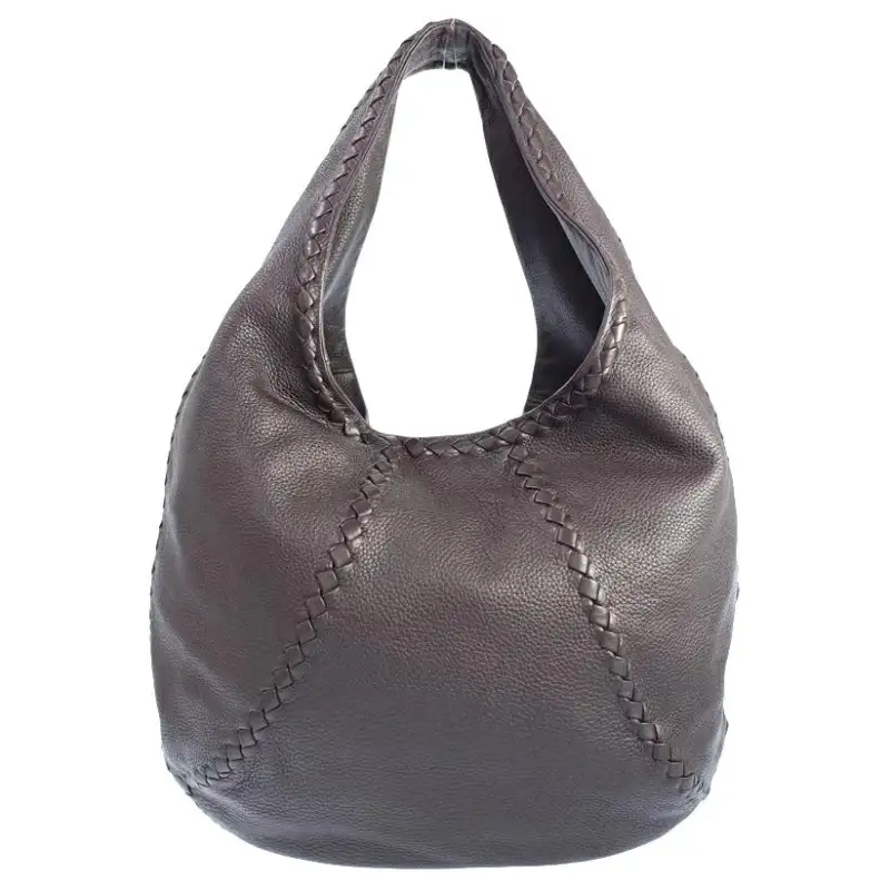 Bottega Veneta Patchwork Leather Handbag Women's Dark Brown