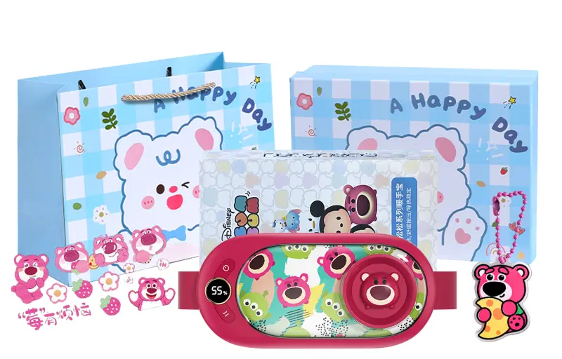 Disney Disney Palace Warming Belt Strawberry Bear, a magical tool for girls, digital temperature display to relieve stomach pain during menstruation, five-level heating and three-level massage, available in school dormitories, must-have belly-warming belt in winter, gift box set GS88