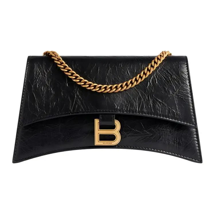 Balenciaga Crush Embossed Calfskin Crossbody Bag, Shoulder Bag Women's Black