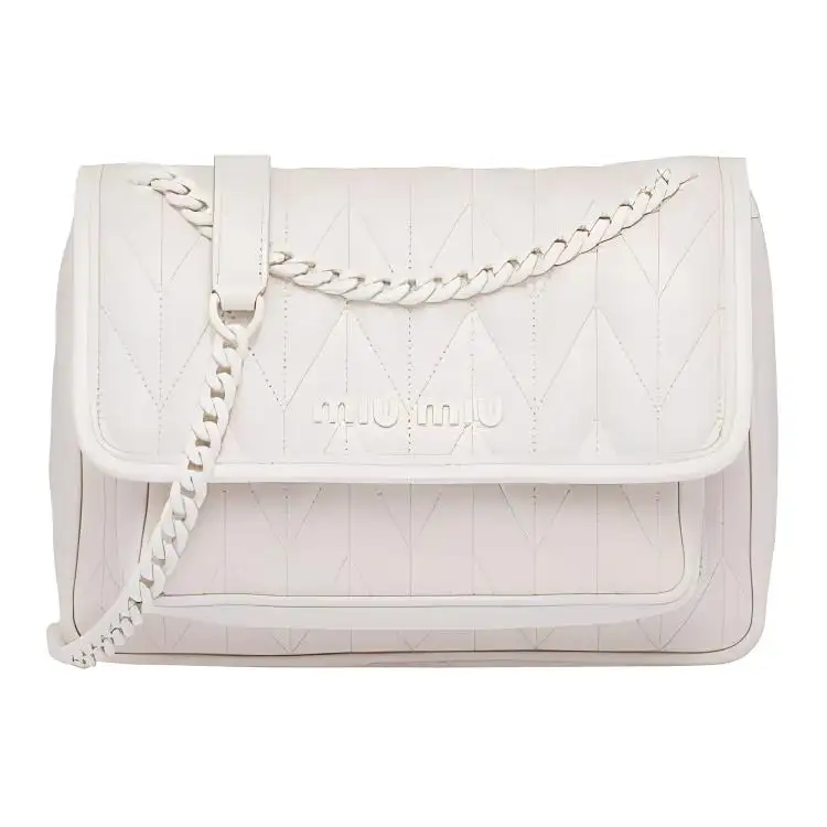 MIU MIU Matelassé Calfskin Shoulder Bag, Crossbody Bag Women's White