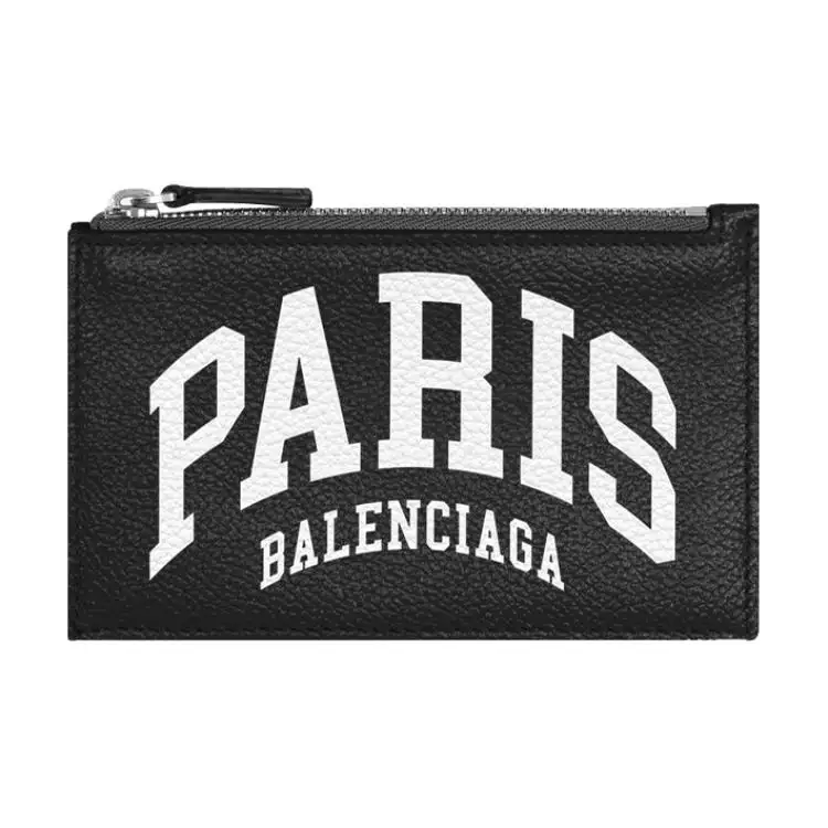 Balenciaga Grained Calfskin Coin Purse, Card Holder Large Men's Black