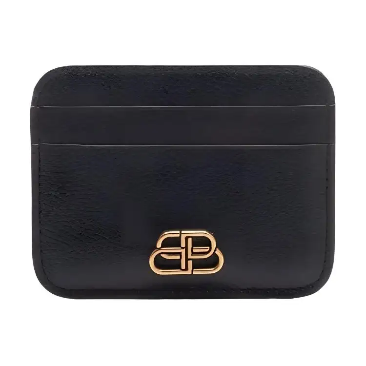 Balenciaga Grain Calfskin Card Holder Women's Black