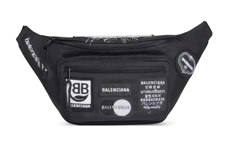 Balenciaga Explorer Fabric Sling Bag, Fanny Pack Men's Black