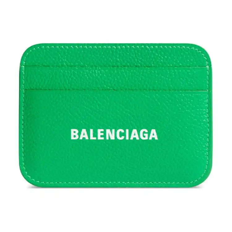 Balenciaga Grain Calfskin Card Holder Women's Green