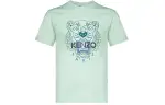 KENZO Classic Tiger Head T Shirts Men's Light Green Crew Neck Moderate Straight Fit