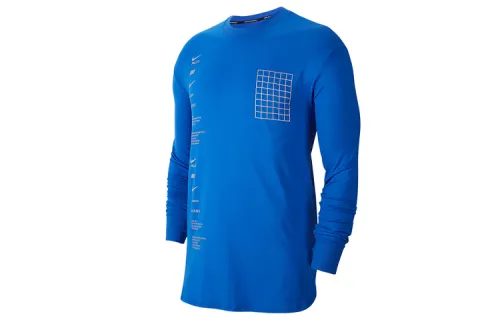 Nike T Shirts Men's Blue Crew Neck Moderate Straight Fit