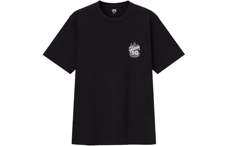 UNIQLO T Shirts Unisex Black Crew Neck Moderate Straight Fit