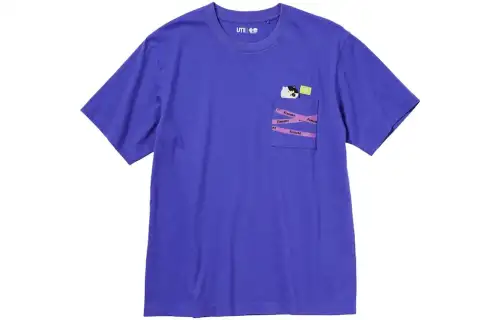 UNIQLO X 3 SS23 T Shirts Unisex Blue Crew Neck Moderate Straight Fit