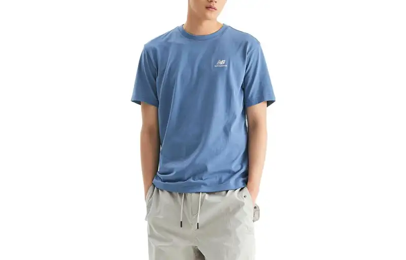 New Balance T Shirts Men's Blue Crew Neck Moderate Other