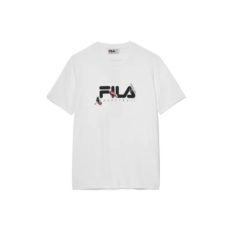 FILA T Shirts Men's White Crew Neck Moderate Straight Fit