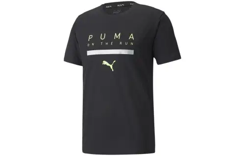 PUMA RUN Logo SS Tee T Shirt Men's Black
