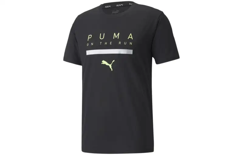 PUMA RUN Logo SS Tee T Shirt Men's Black