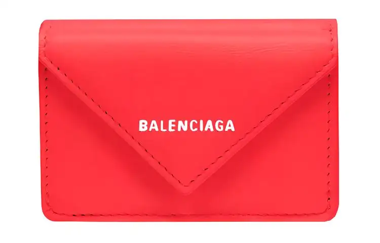 Balenciaga Luggage Collection Cow Leather Wallet Mini Women's Red