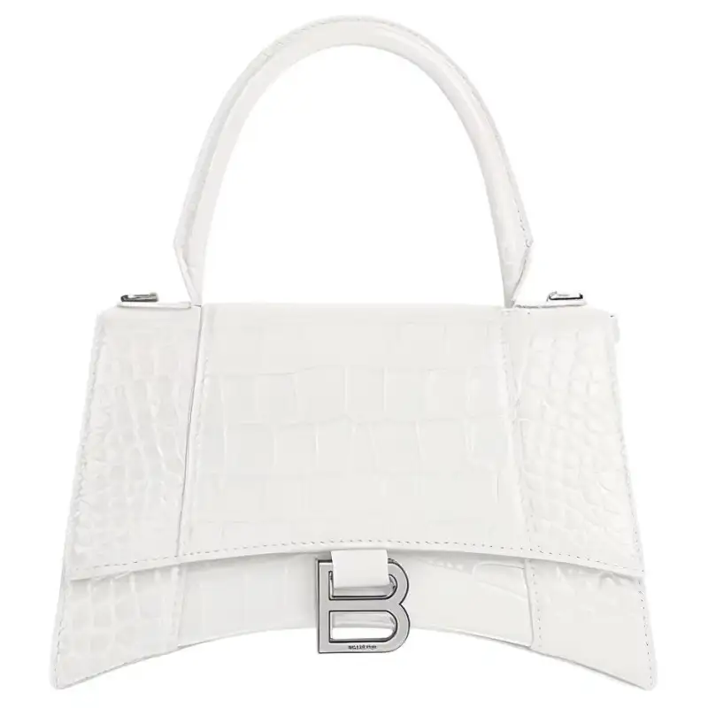Balenciaga Hourglass Cow Leather Crossbody One Shoulder Handbag Small Women's White