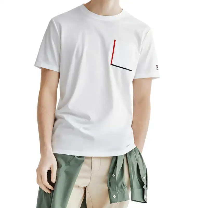 FILA T Shirts Men's White Crew Neck Moderate Straight Fit
