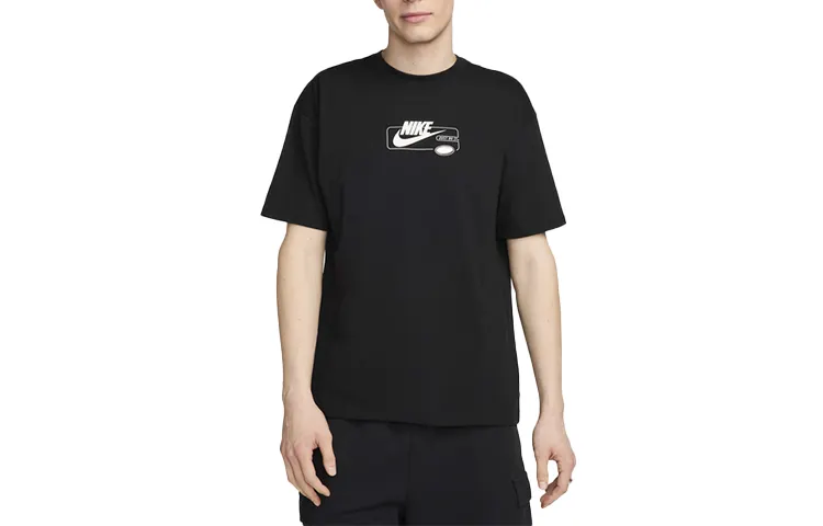 Nike Max90 T Shirts Men's Black Crew Neck Moderate Straight Fit