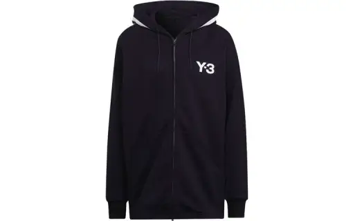 Y 3 Sweatshirts Men's Black Hooded Moderate Cardigan