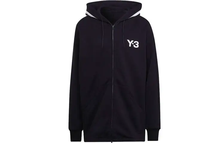 Y 3 Sweatshirts Men's Black Hooded Moderate Cardigan