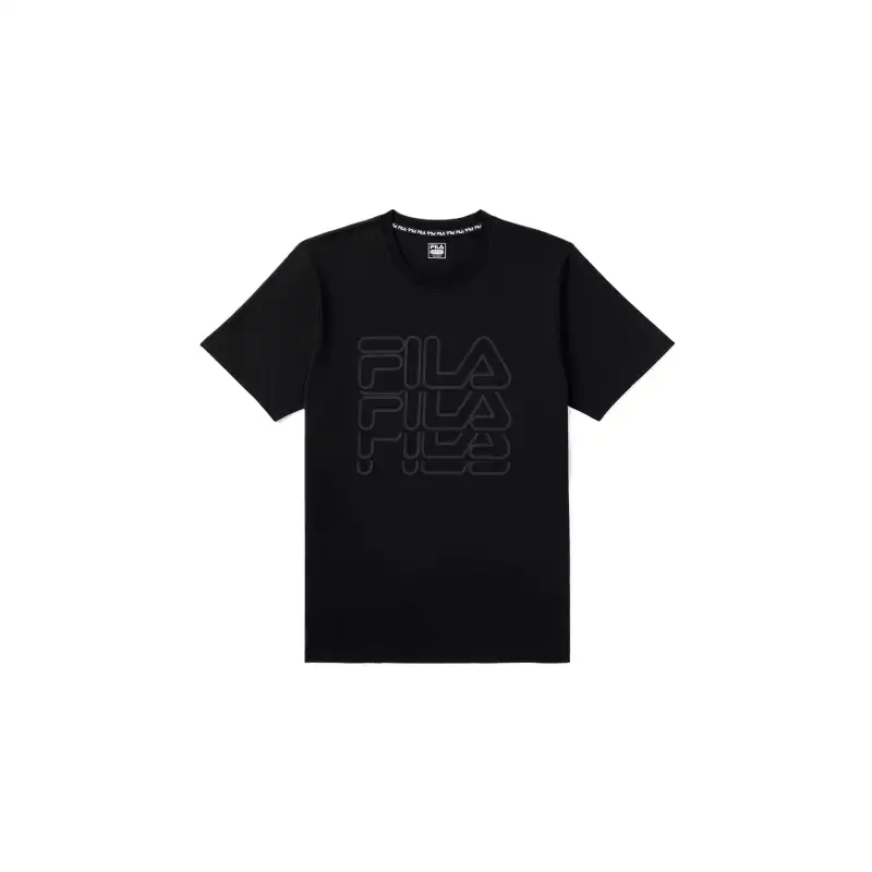 FILA T Shirts Men's Black Crew Neck Moderate Straight Fit