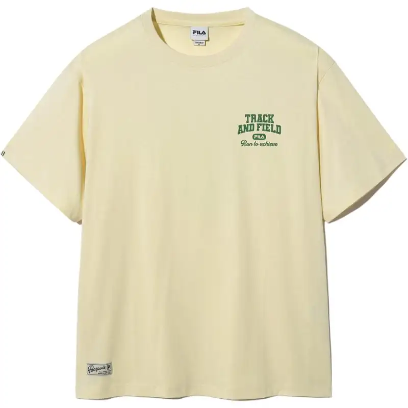 FILA T Shirts Unisex Yellow Crew Neck